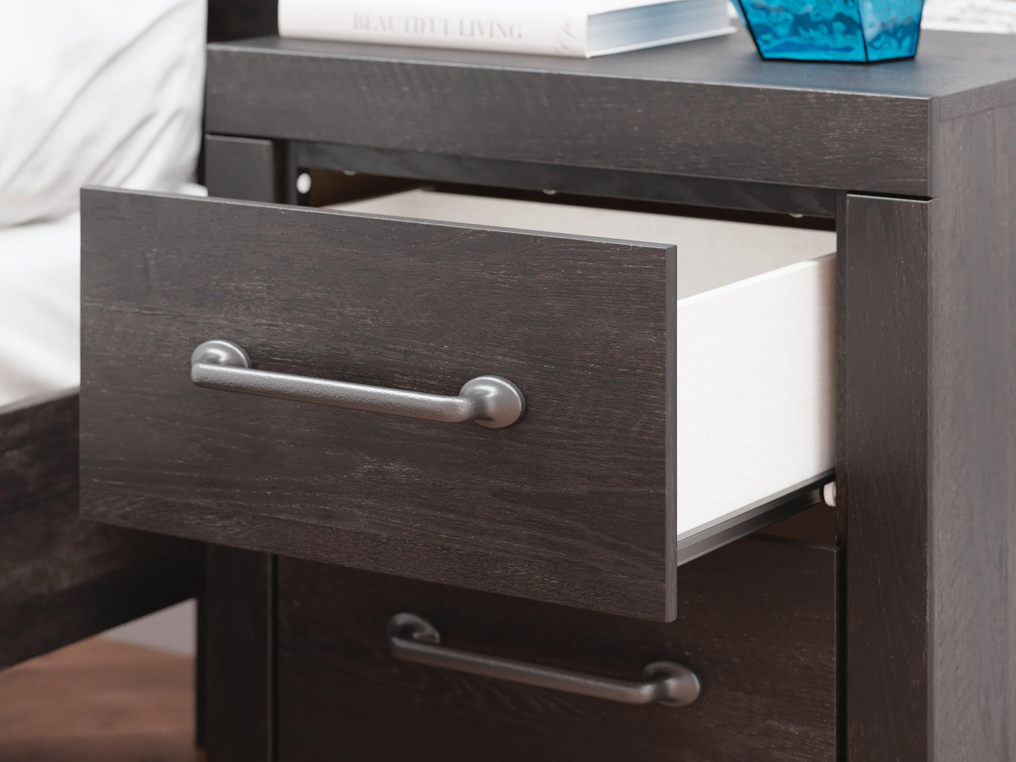 Delmorta Twin Panel Bed with Storage, Dresser, Mirror and Nightstand