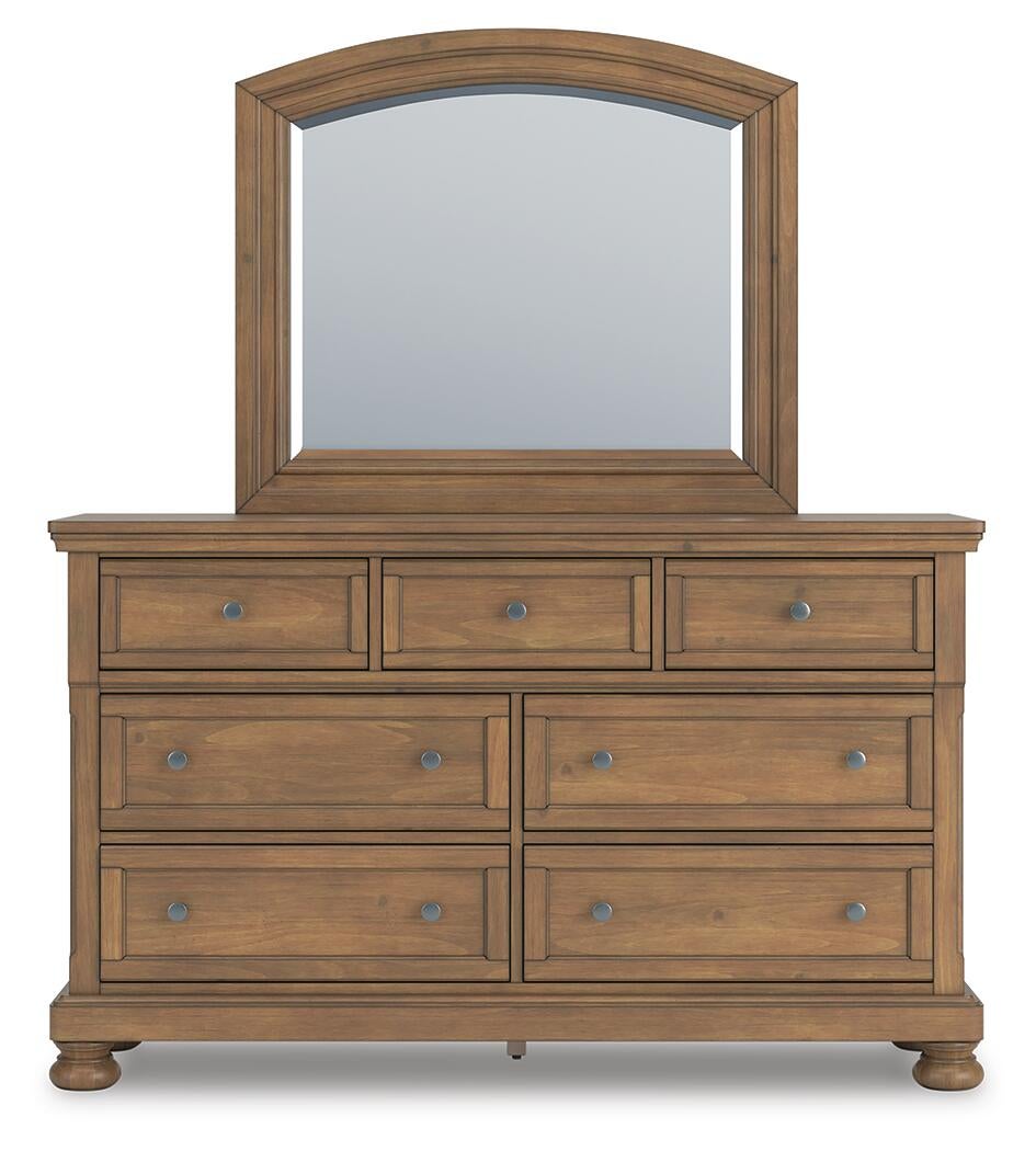 Feddinger Queen Panel Bed with Mirrored Dresser