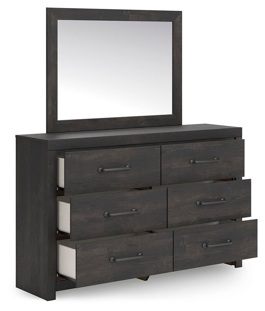 Delmorta Queen Panel Bed, Dresser, Mirror and Nightstand