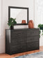 Delmorta Full Panel Bed, Dresser and Mirror