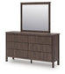 Cadmori Queen Upholstered Panel Platform Bed, Dresser, Mirror, Chest and Nightstand