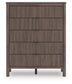 Cadmori Queen Upholstered Panel Platform Bed, Dresser, Mirror, Chest and Nightstand