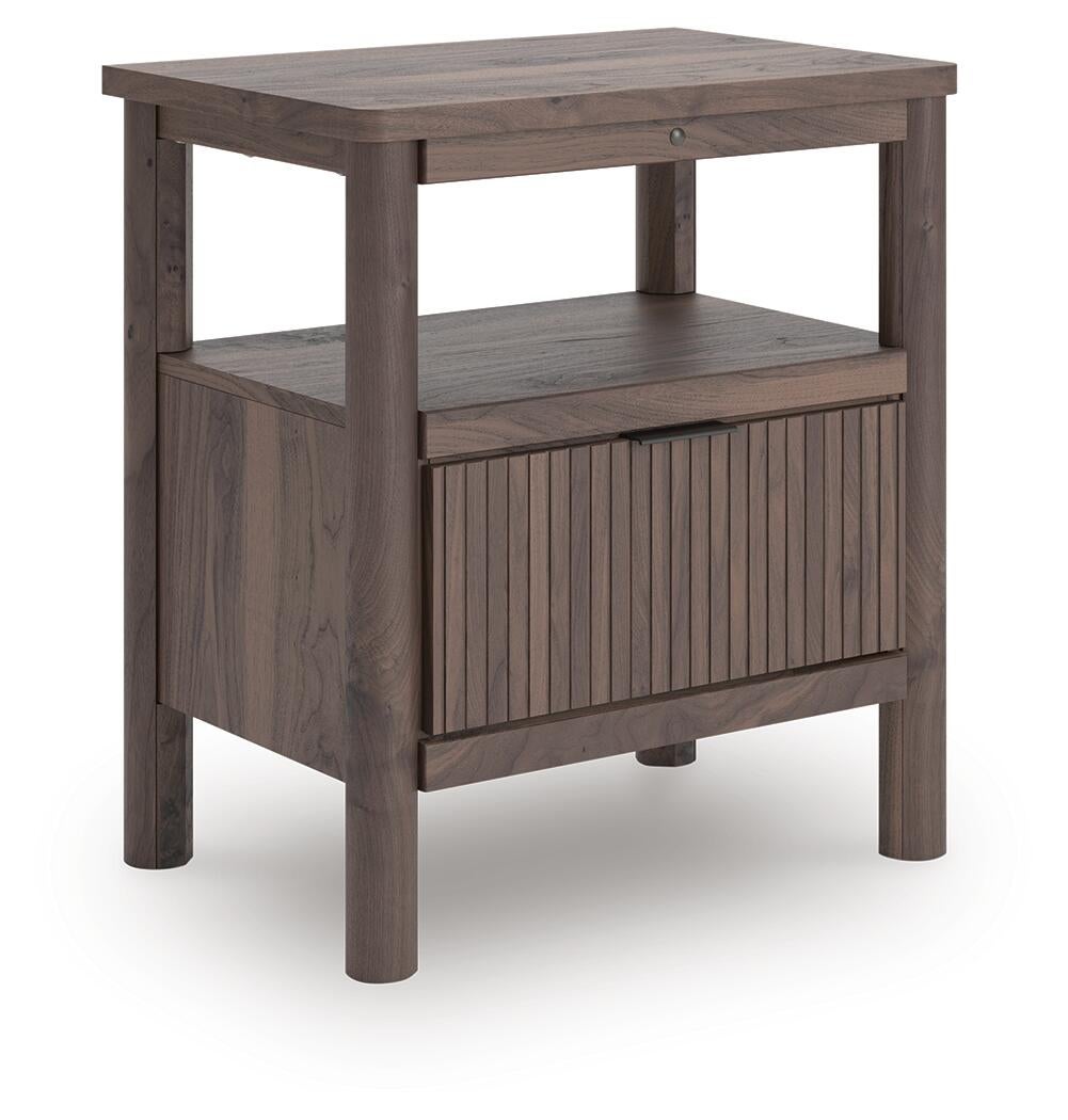 Cadmori Twin Upholstered Panel Platform Bed, Dresser, Mirror, Chest and Nightstand