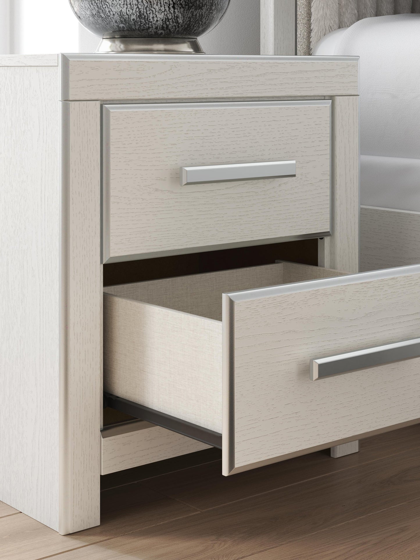 Birmonton Queen Upholstered Panel Bed, Dresser, Mirror, Chest and Nightstand