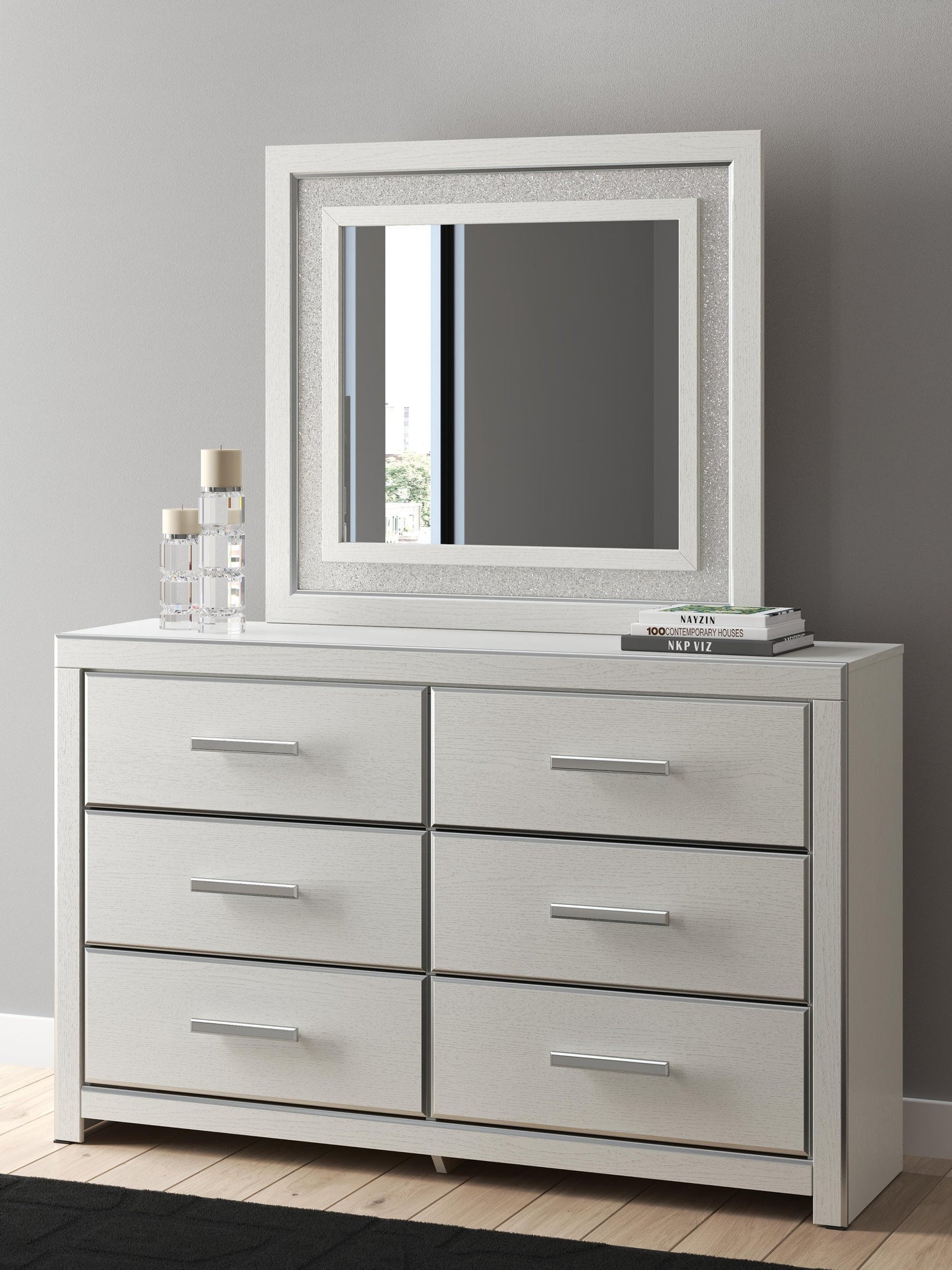 Birmonton Queen Upholstered Panel Bed, Dresser and Mirror