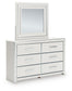 Birmonton Queen Upholstered Panel Platform Storage Bed, Dresser, Mirror and Nightstand