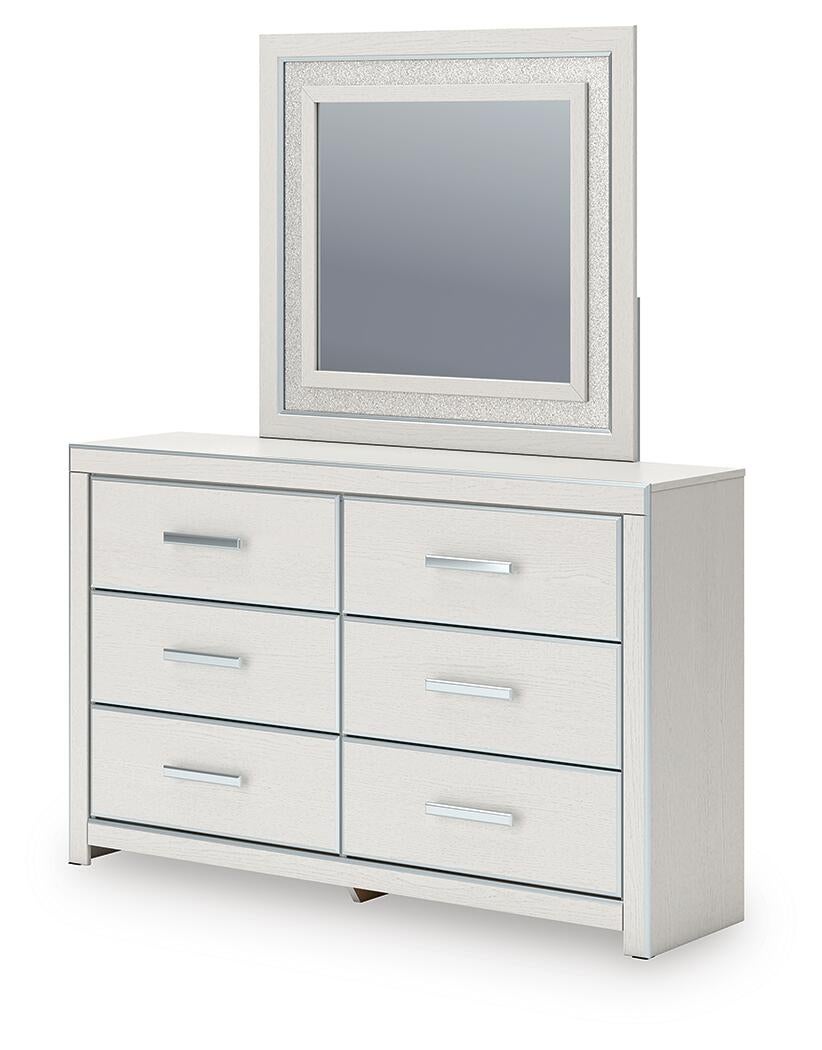 Birmonton King Upholstered Bed, Dresser, Mirror, Chest and Nightstand