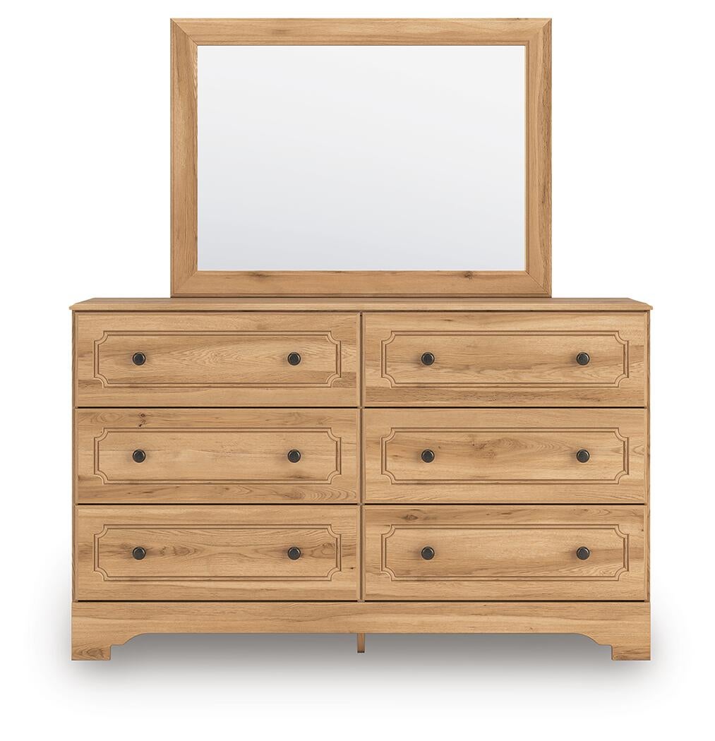 Galletyn King Panel Bed with Mirrored Dresser and Nightstand