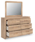 Hollymount King Upholstered Panel Bed, Dresser and Mirror