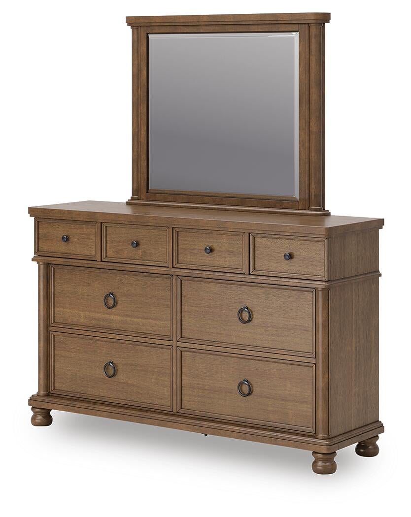 Chadworth Queen Poster Bed with Mirrored Dresser