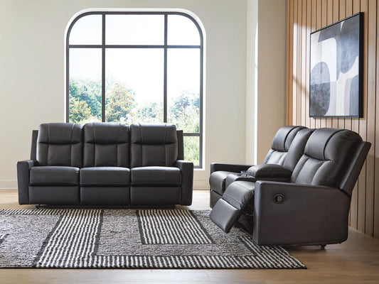 Mackmenville Reclining Sofa and Reclining Loveseat with Console – view 2