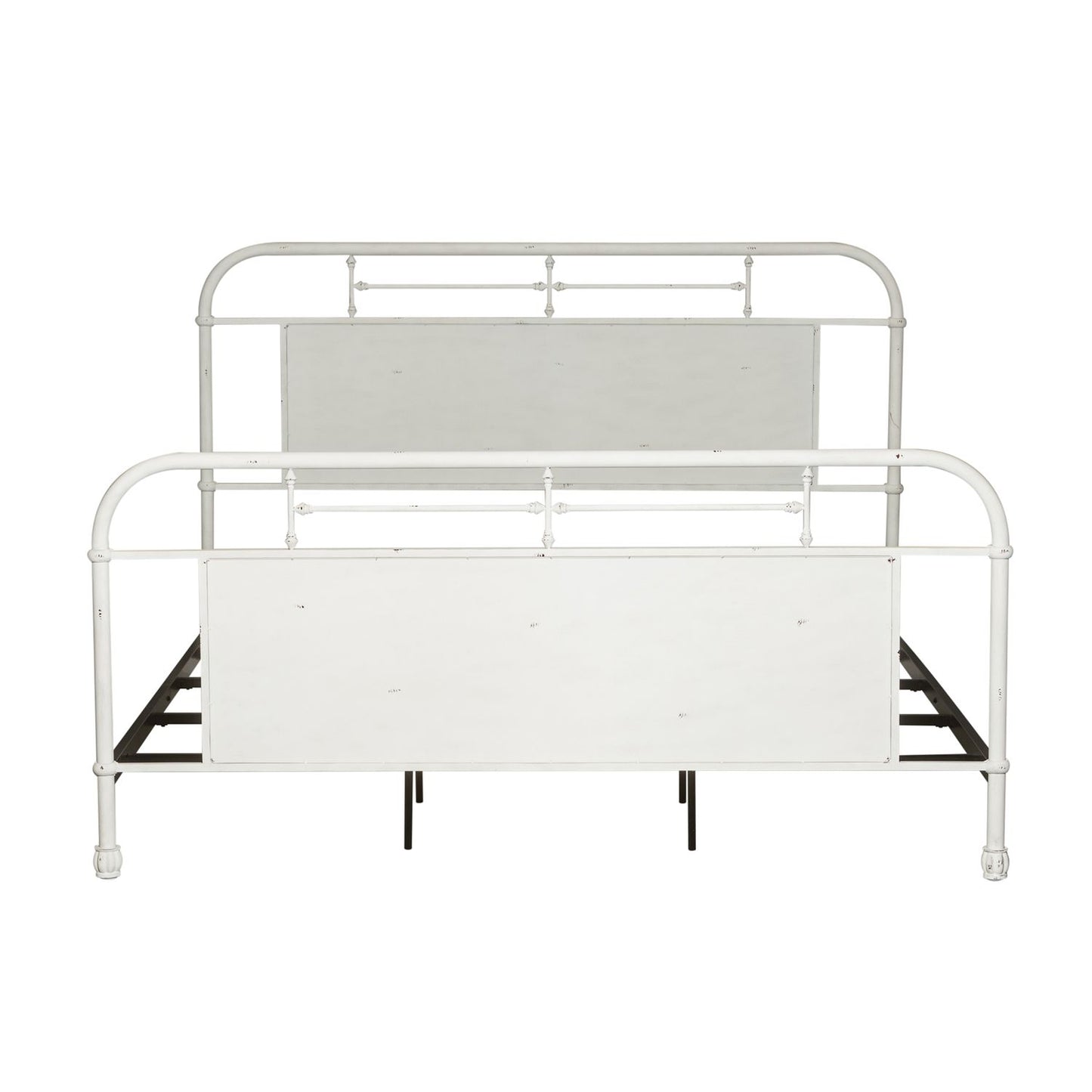 King Metal Bed - Antique White
