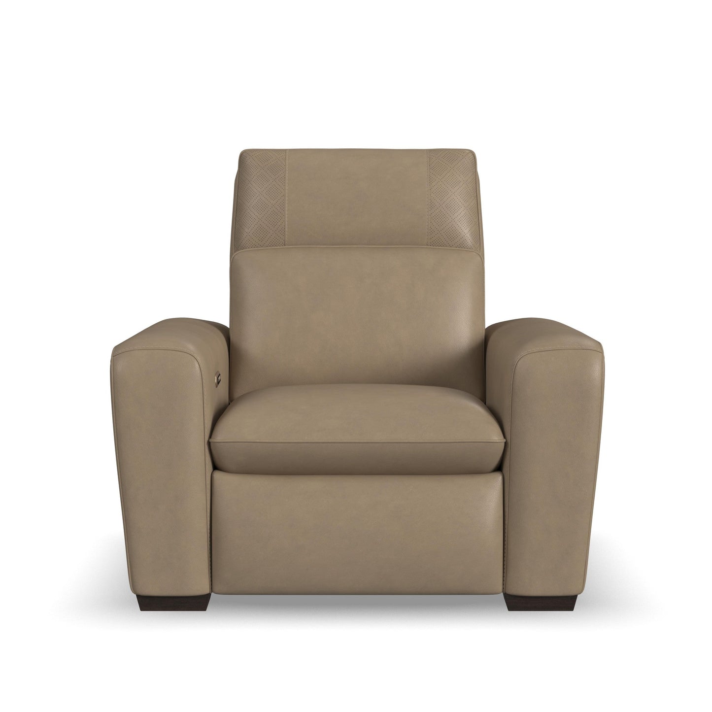 Sense Greige Leather Power Recliner with Power Headrest, Lumbar & Pulse