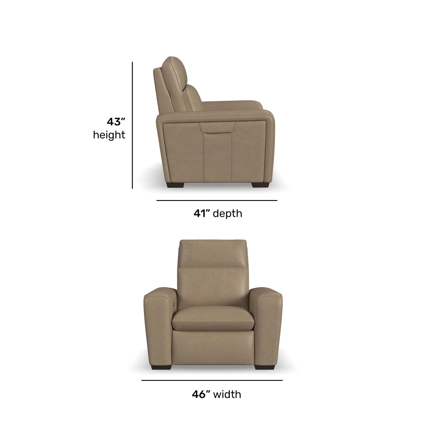 Sense Greige Leather Power Recliner with Power Headrest, Lumbar & Pulse