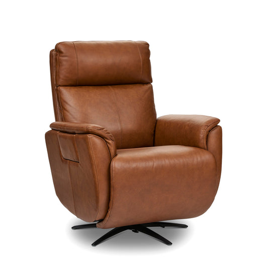 Cove Autumn Leather Power Swivel Recliner with Power Headrest, Lumbar, Heat, & Massage