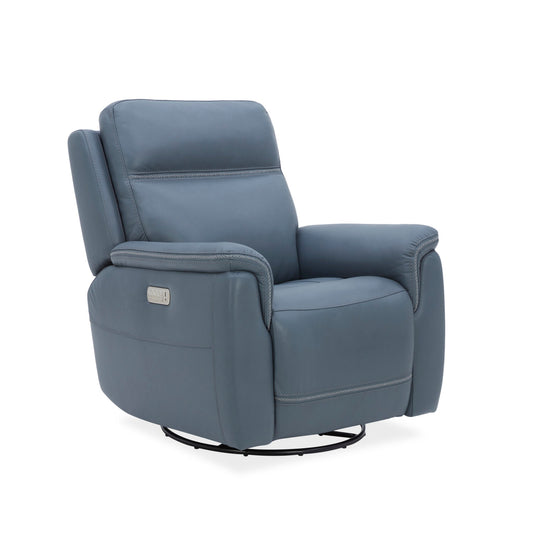 Sawyer Marine Leather Swivel Glider with Power Headrest, Lumbar, Heat & Massage