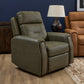 Felix Forest Green Leather Power Recliner with Power Headrest, Lumbar, Heat & Massage