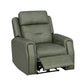 Felix Forest Green Leather Power Recliner with Power Headrest, Lumbar, Heat & Massage