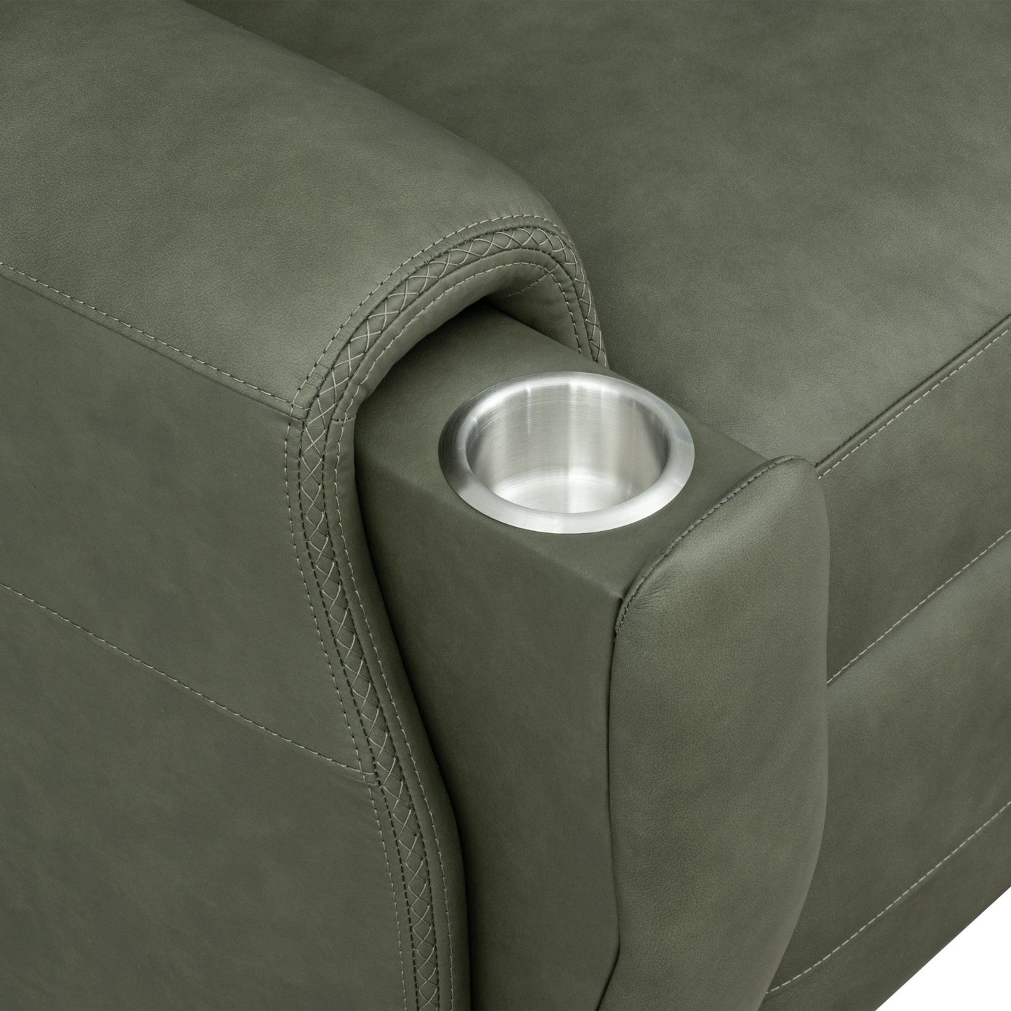 Felix Forest Green Leather Power Recliner with Power Headrest, Lumbar, Heat & Massage