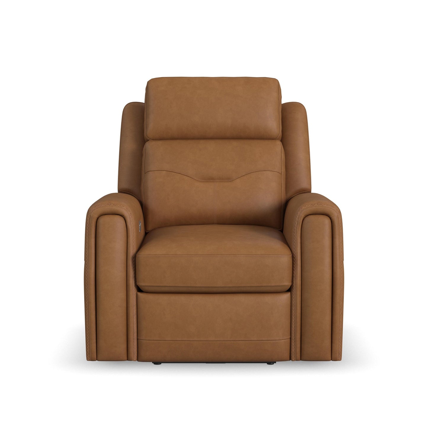 Felix Toasted Almond Leather Power Recliner with Power Headrest, Lumbar, Heat & Massage