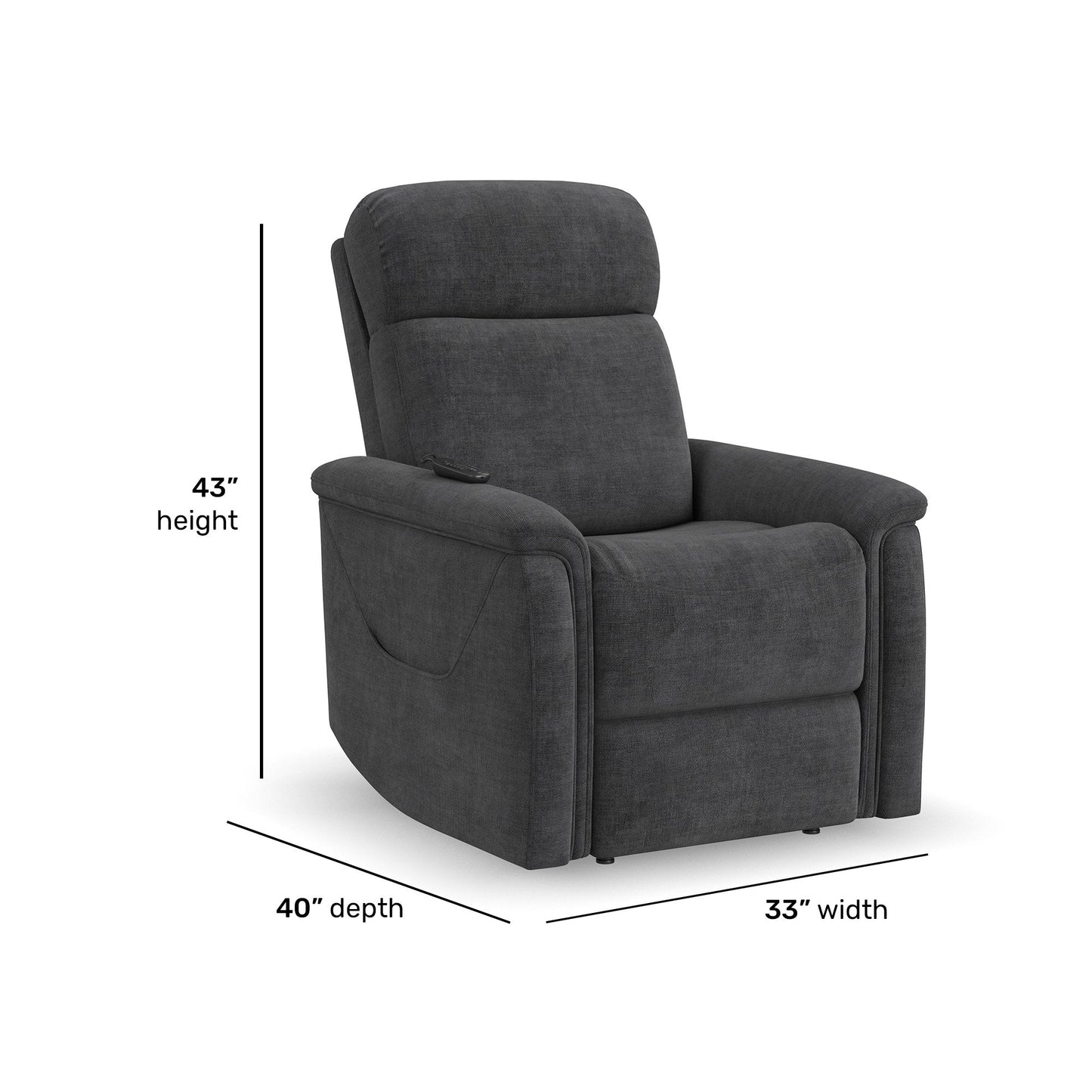 Luma Shadow Fabric Power Lift Recliner with Power Headrest, Lumbar, Heat & Massage