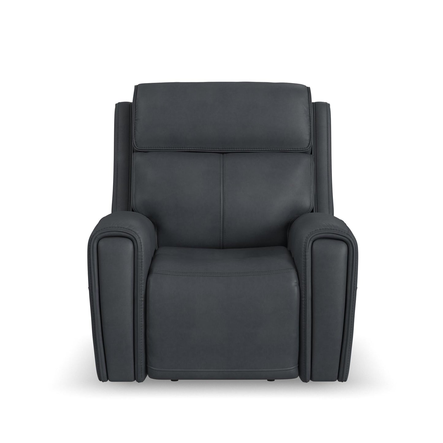 Warren True Navy Leather Power Recliner with Power Headrest & Lumbar