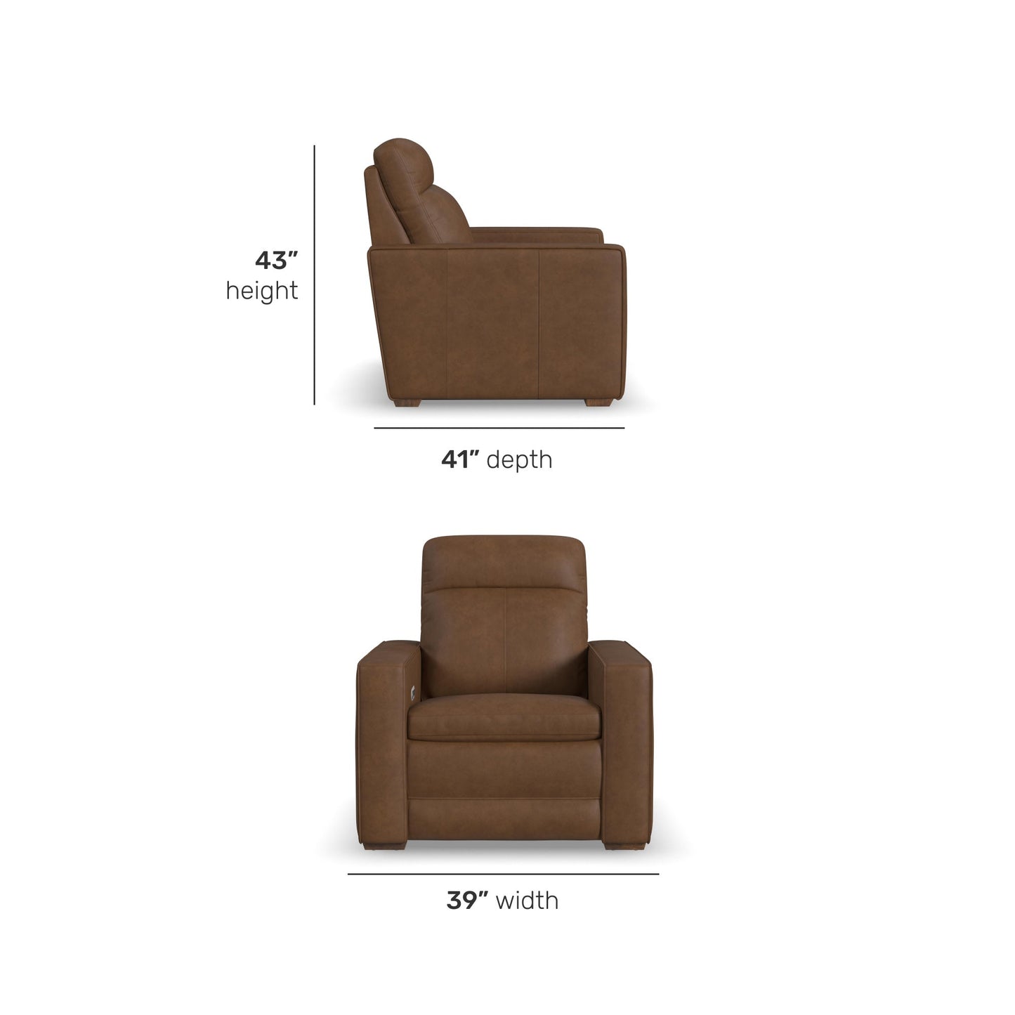 Dutch Cortado Leather Power Recliner with Power Headrest & Lumbar