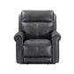 Alexander Weathered Stone Leather Power Recliner with Power Headrest & Lumbar