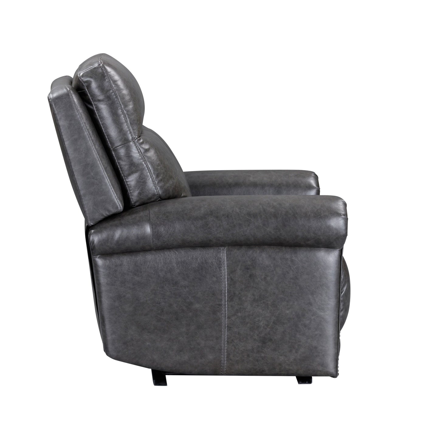 Alexander Weathered Stone Leather Power Recliner with Power Headrest & Lumbar