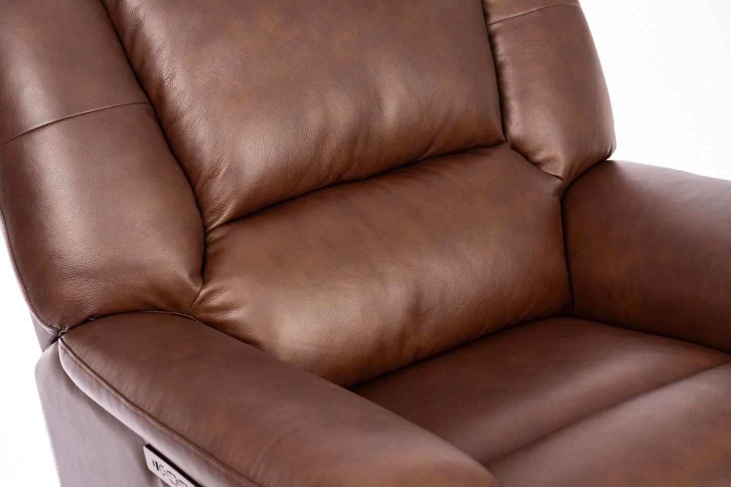 Plush Tavern Brown Leather Perfect Match Power Gliding Recliner with Power Headrest & Lumbar
