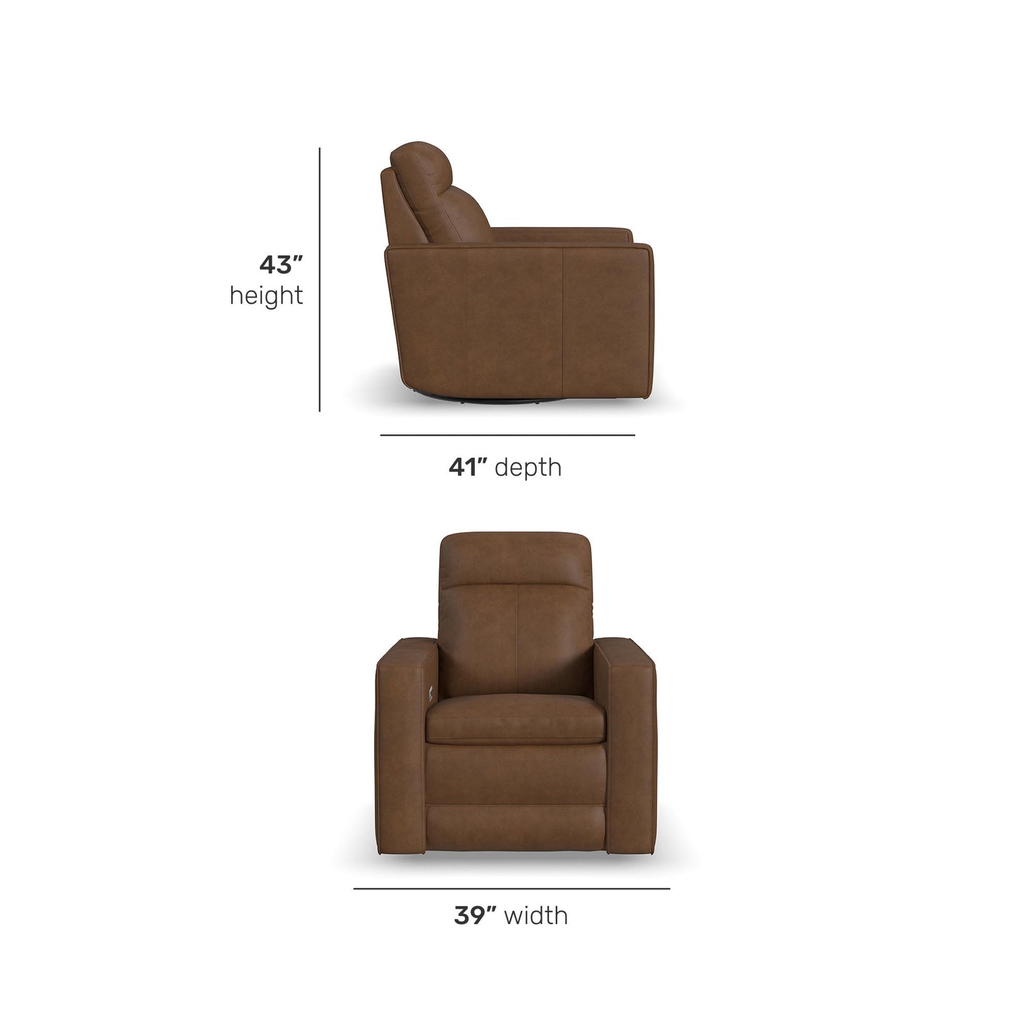 Dutch Cortado Leather Power Swivel Gliding Recliner with Power Headrest, Lumbar, Heat & Massage