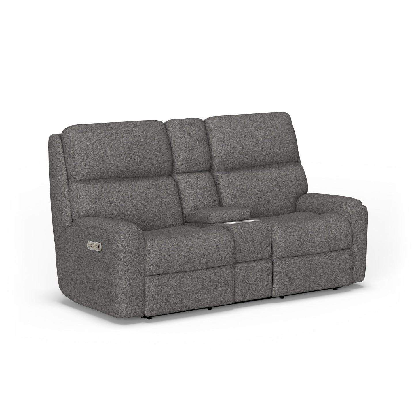 Rio Fabric Power Reclining Loveseat with Console & Power Headrests