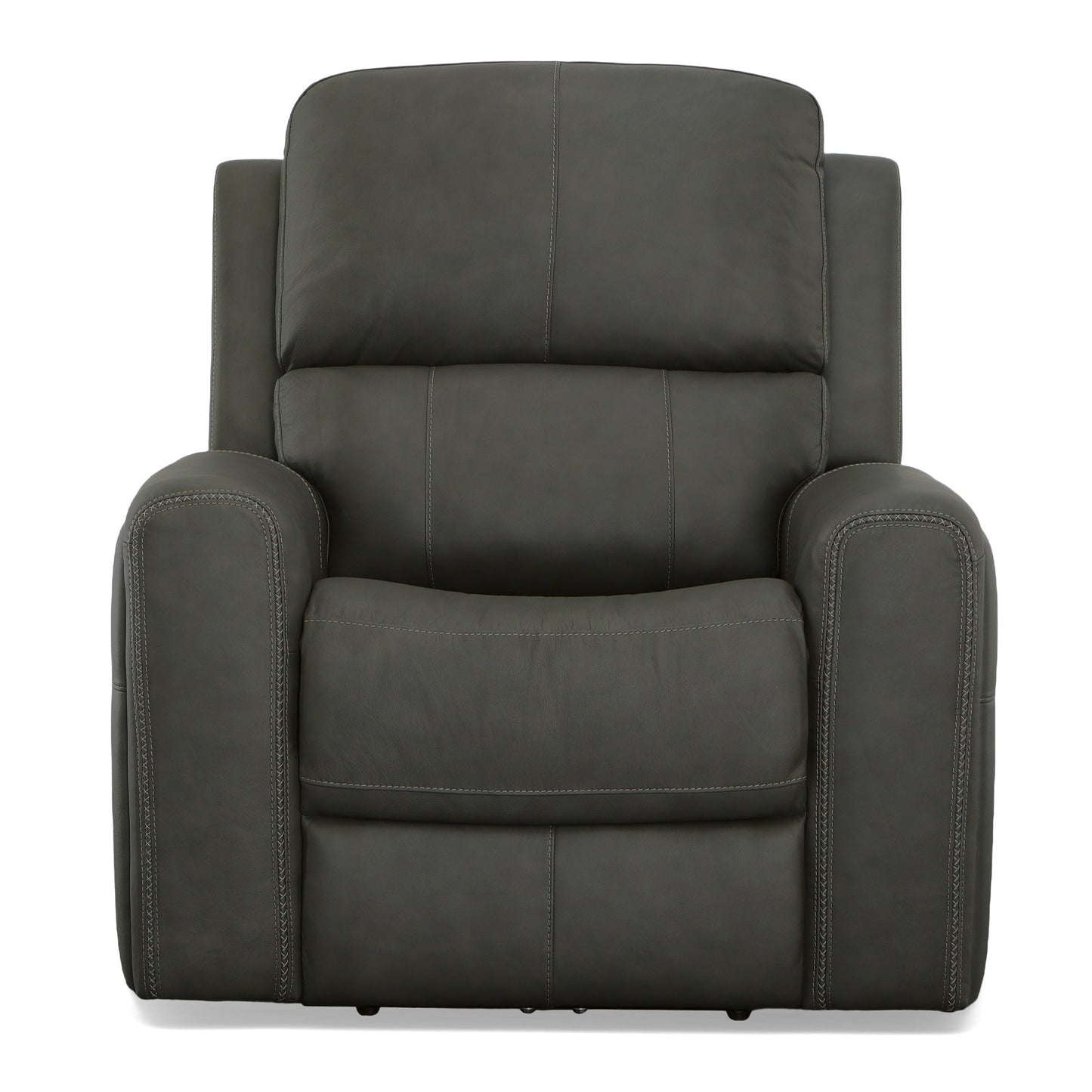 Linden Charcoal Leather Power Recliner with Power Headrest & Lumbar