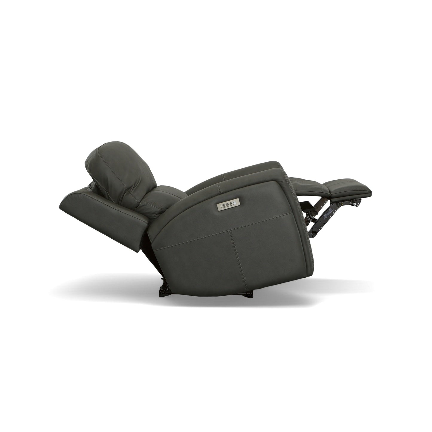 Linden Charcoal Leather Power Recliner with Power Headrest & Lumbar