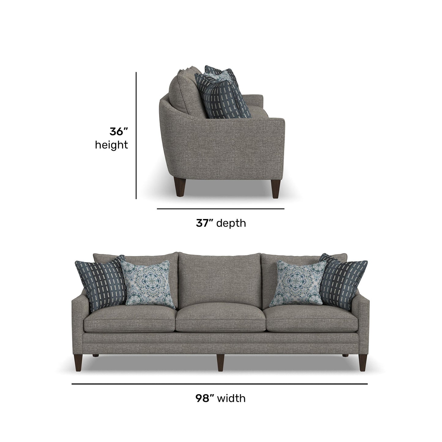 Eleanora Fabric Large Three-Cushion Sofa