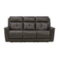 Ranger Rustic Brown Leather Power Reclining Sofa with Console, Power Headrest, Lumbar, Heat & Massage