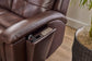 Ranger Rustic Brown Leather Power Reclining Sofa with Console, Power Headrest, Lumbar, Heat & Massage