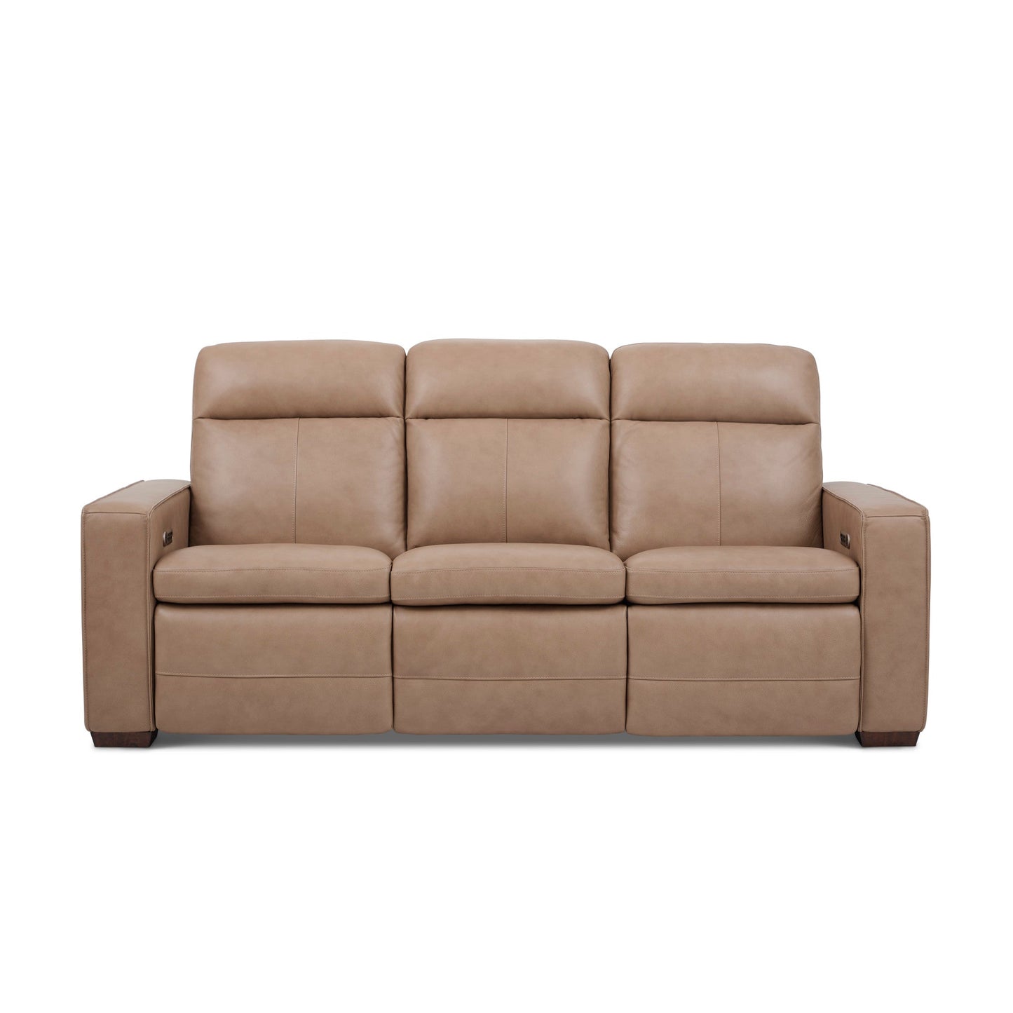 Dutch Desert Leather Power Reclining Sofa with Console, Power Headrest, & Lumbar