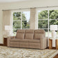 Dutch Desert Leather Power Reclining Sofa with Console, Power Headrest, & Lumbar