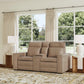 Dutch Desert Leather Power Reclining Loveseat with Console, Power Headrest & Lumbar