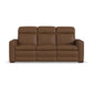 Dutch Cortado Leather Power Reclining Sofa with Console, Power Headrest, & Lumbar