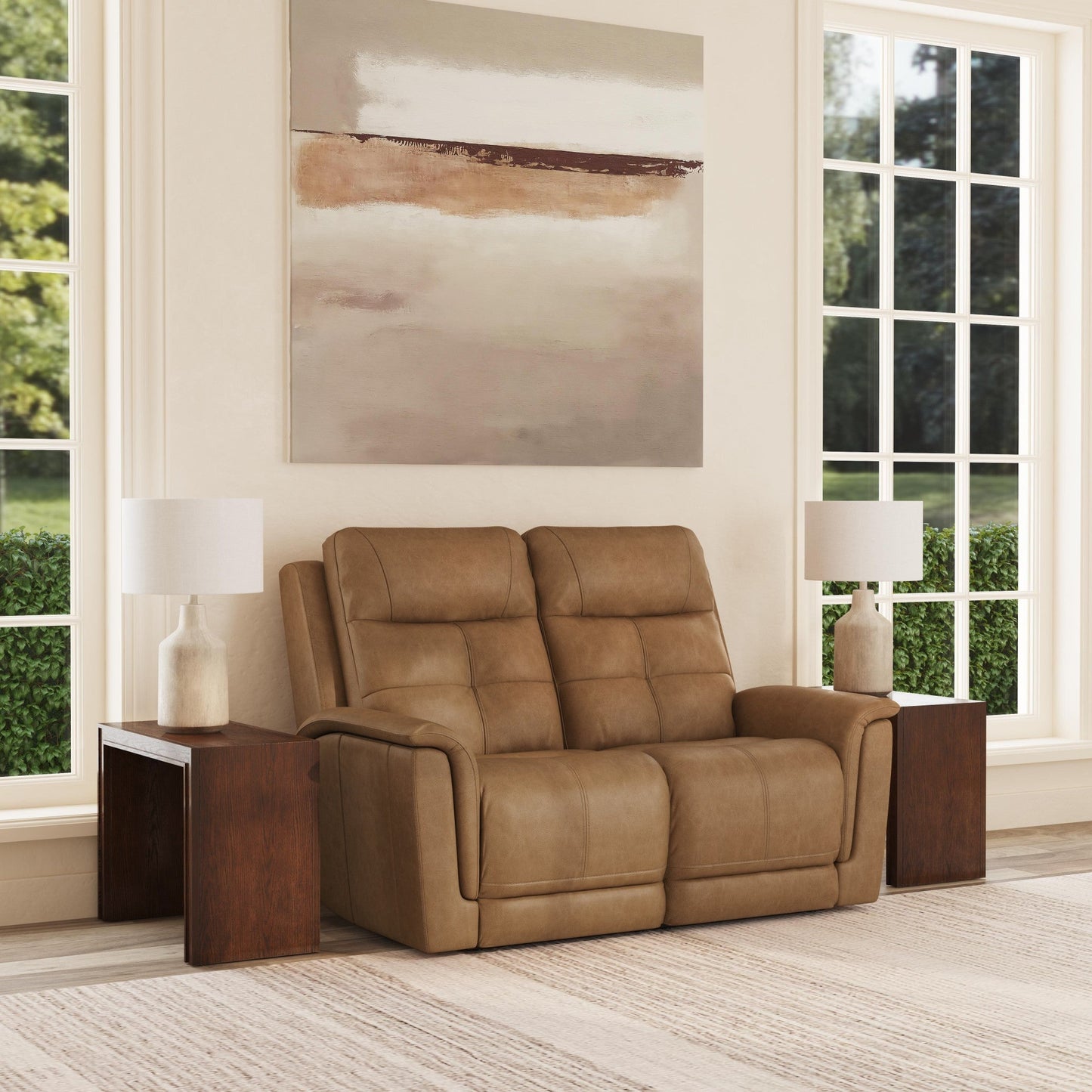 Ranger Oakridge Leather Power Reclining Loveseat with Power Headrest, Lumbar, Heat & Massage