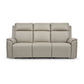 Vernon Dove Grey Vinyl Power Reclining Sofa with Console, Power Headrest, Lumbar, Heat & Massage