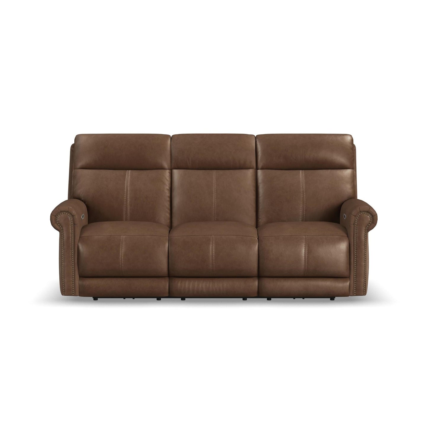 Alexander Tawny Leather Power Reclining Sofa with Console, Power Headrest & Lumbar