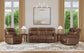 Alexander Tawny Leather Power Reclining Sofa with Console, Power Headrest & Lumbar