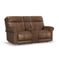 Alexander Tawny Leather Power Reclining Loveseat with Console, Power Headrest & Lumbar