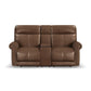 Alexander Tawny Leather Power Reclining Loveseat with Console, Power Headrest & Lumbar