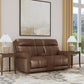 Alexander Tawny Leather Power Reclining Loveseat with Console, Power Headrest & Lumbar