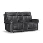 Alexander Weathered Stone Leather Power Reclining Loveseat with Console, Power Headrest & Lumbar