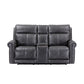 Alexander Weathered Stone Leather Power Reclining Loveseat with Console, Power Headrest & Lumbar